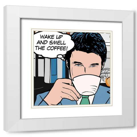 Java Comic I White Modern Wood Framed Art Print with Double Matting by Fischer, David