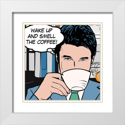 Java Comic I White Modern Wood Framed Art Print with Double Matting by Fischer, David