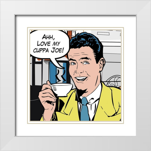 Java Comic II White Modern Wood Framed Art Print with Double Matting by Fischer, David