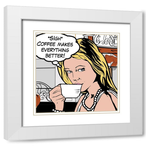 Java Comic III White Modern Wood Framed Art Print with Double Matting by Fischer, David