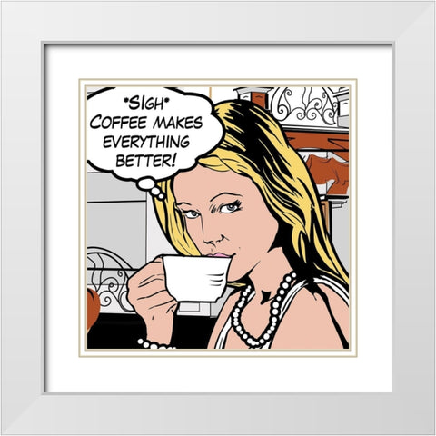 Java Comic III White Modern Wood Framed Art Print with Double Matting by Fischer, David
