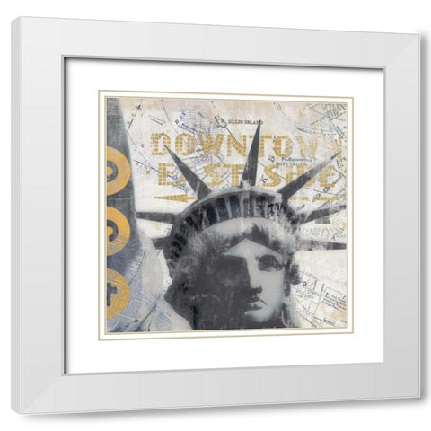 NY II White Modern Wood Framed Art Print with Double Matting by Fischer, David
