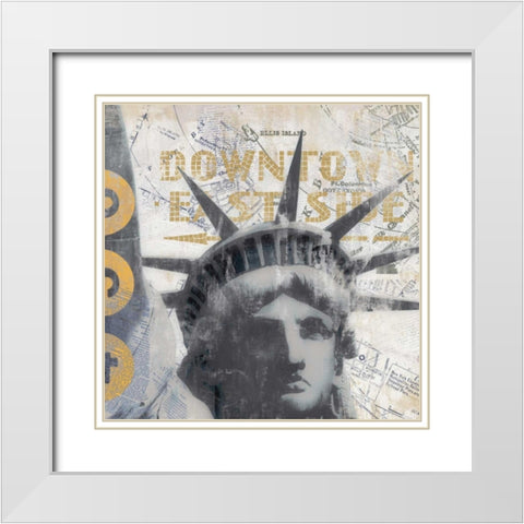 NY II White Modern Wood Framed Art Print with Double Matting by Fischer, David