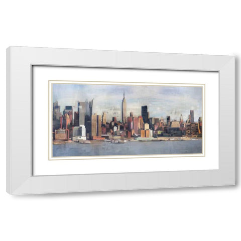 New York Skyline White Modern Wood Framed Art Print with Double Matting by Fischer, David