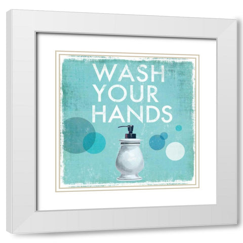 Wash Your Hands White Modern Wood Framed Art Print with Double Matting by Fontaine, Drako