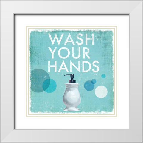 Wash Your Hands White Modern Wood Framed Art Print with Double Matting by Fontaine, Drako
