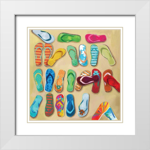 Flip Flops I White Modern Wood Framed Art Print with Double Matting by Fontaine, Drako