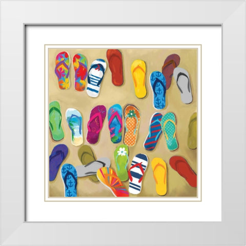 Flip Flops II White Modern Wood Framed Art Print with Double Matting by Fontaine, Drako