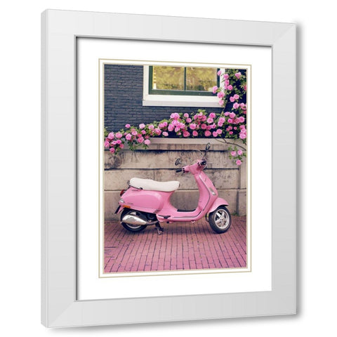 Vespa White Modern Wood Framed Art Print with Double Matting by Lane, Georgianna