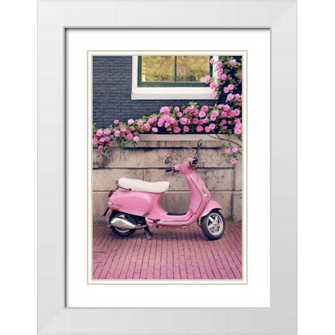Vespa White Modern Wood Framed Art Print with Double Matting by Lane, Georgianna