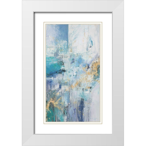 Turquoise Flow II White Modern Wood Framed Art Print with Double Matting by Gardner, Jennifer