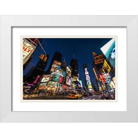 Times Square Billboards White Modern Wood Framed Art Print with Double Matting by Gaudet, Guilliame