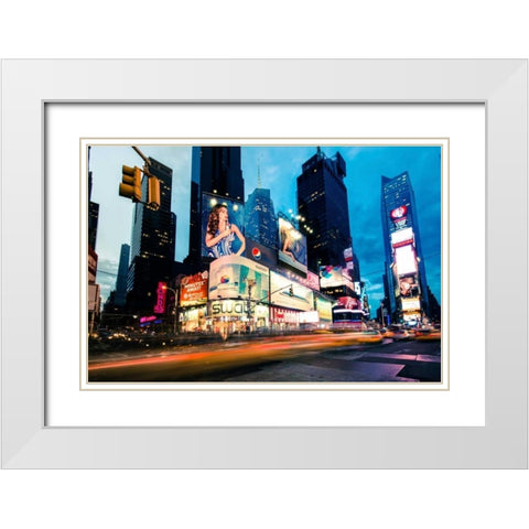 Times Square Rays of Light II White Modern Wood Framed Art Print with Double Matting by Gaudet, Guilliame