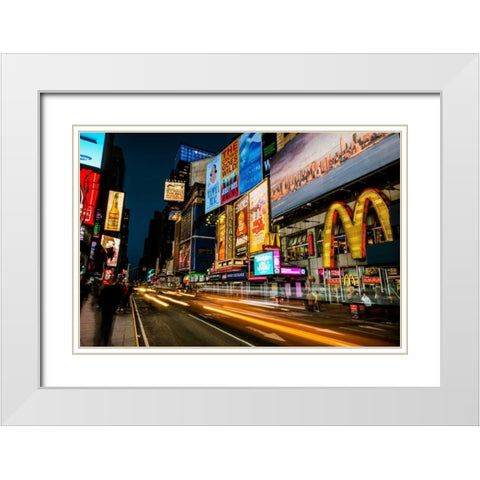 Times Square Rays of Light IV White Modern Wood Framed Art Print with Double Matting by Gaudet, Guilliame