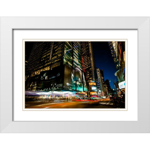 Times Square Rays of Light V White Modern Wood Framed Art Print with Double Matting by Gaudet, Guilliame