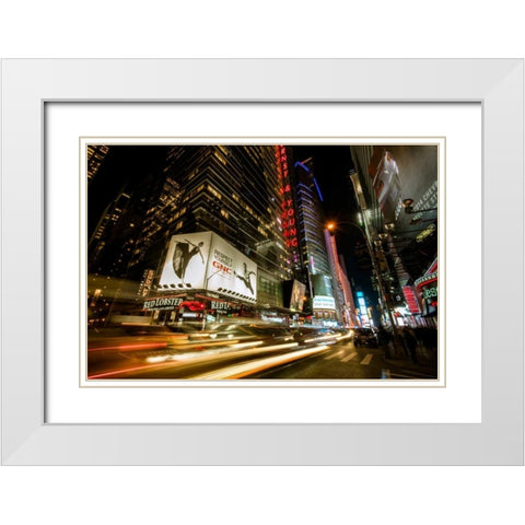Times Square Rays of Light VII White Modern Wood Framed Art Print with Double Matting by Gaudet, Guilliame