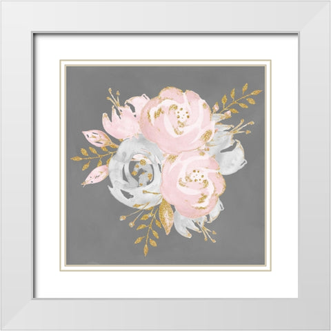 Floral Bouquet On Gray White Modern Wood Framed Art Print with Double Matting by Nature Magick
