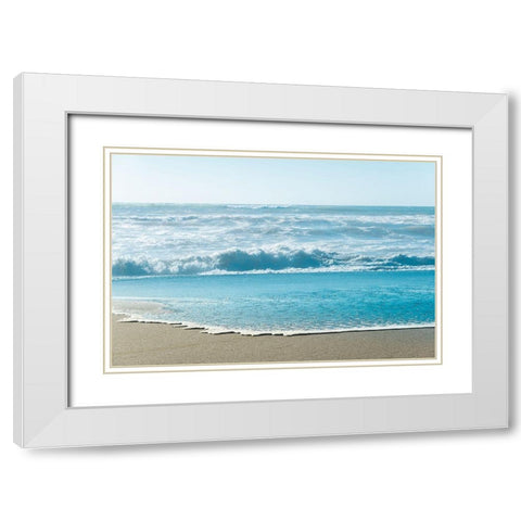 Turquoise Sea Water Beach Landscape White Modern Wood Framed Art Print with Double Matting by Nature Magick