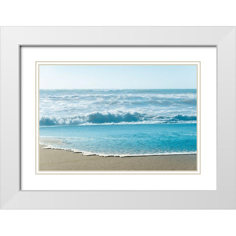Turquoise Sea Water Beach Landscape White Modern Wood Framed Art Print with Double Matting by Nature Magick