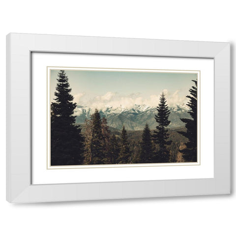 Snow Capped Mountain Forest White Modern Wood Framed Art Print with Double Matting by Nature Magick
