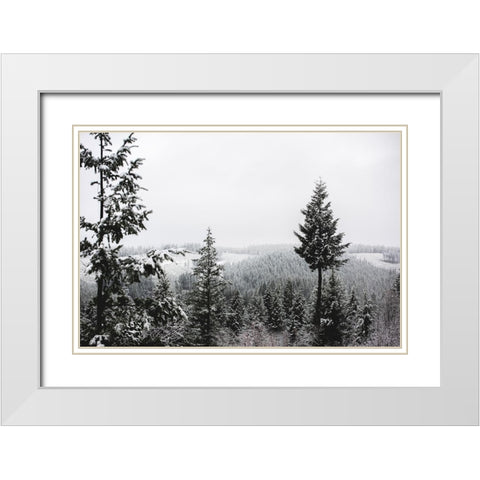 Winter in the Pacific Northwest Forest White Modern Wood Framed Art Print with Double Matting by Nature Magick