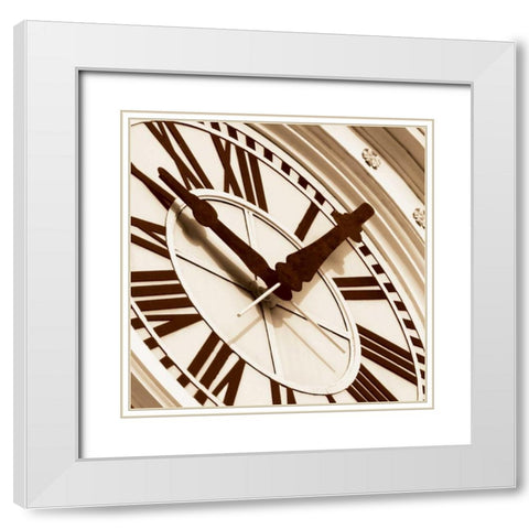 Clock I White Modern Wood Framed Art Print with Double Matting by Hall, Doug
