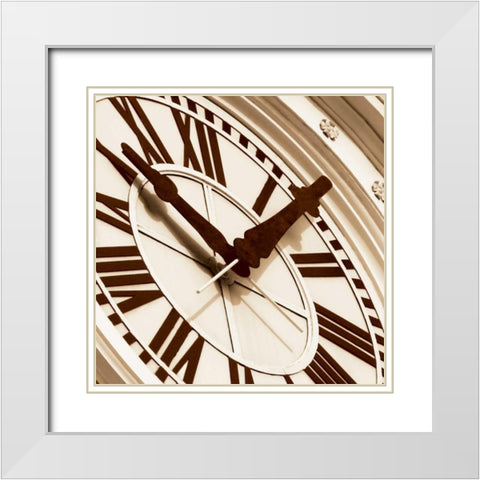 Clock I White Modern Wood Framed Art Print with Double Matting by Hall, Doug