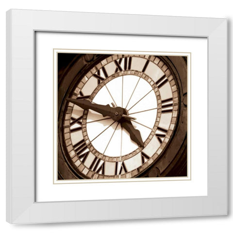 Clock II White Modern Wood Framed Art Print with Double Matting by Hall, Doug