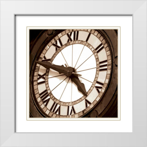 Clock II White Modern Wood Framed Art Print with Double Matting by Hall, Doug