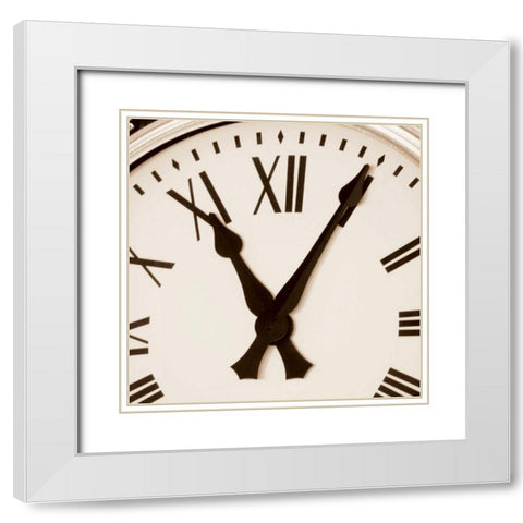 Clock III White Modern Wood Framed Art Print with Double Matting by Hall, Doug