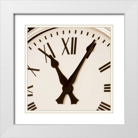 Clock III White Modern Wood Framed Art Print with Double Matting by Hall, Doug