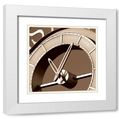 Clock IV White Modern Wood Framed Art Print with Double Matting by Hall, Doug