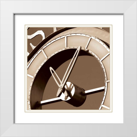 Clock IV White Modern Wood Framed Art Print with Double Matting by Hall, Doug