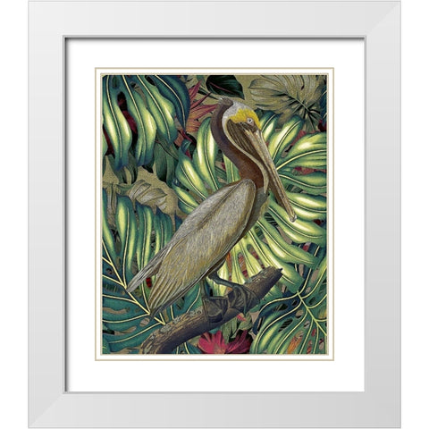 Jungled Pelican White Modern Wood Framed Art Print with Double Matting by Hunziker, Steve