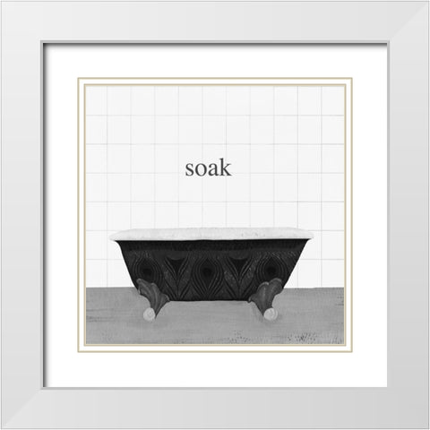 Peacock Bath I White Modern Wood Framed Art Print with Double Matting by Hopfensperger