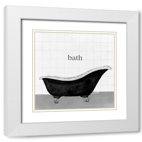 Peacock Bath II White Modern Wood Framed Art Print with Double Matting by Hopfensperger