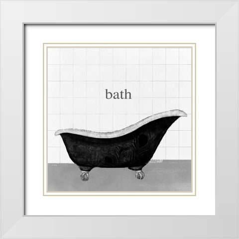 Peacock Bath II White Modern Wood Framed Art Print with Double Matting by Hopfensperger