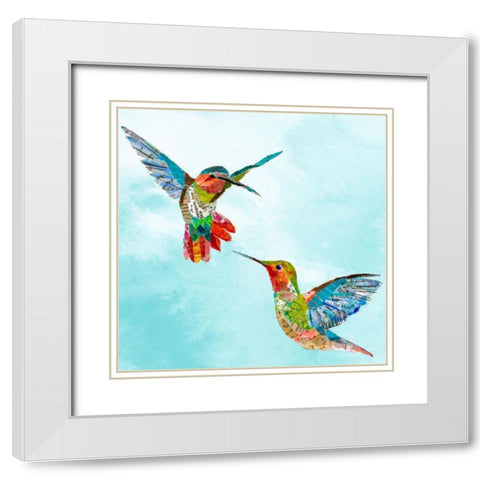 Hummers and Blooms I  White Modern Wood Framed Art Print with Double Matting by St Hilaire, Elizabeth