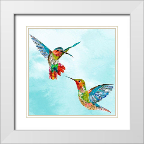 Hummers and Blooms I  White Modern Wood Framed Art Print with Double Matting by St Hilaire, Elizabeth
