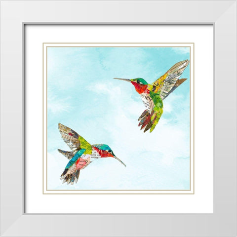 Hummers and Blooms II White Modern Wood Framed Art Print with Double Matting by St Hilaire, Elizabeth