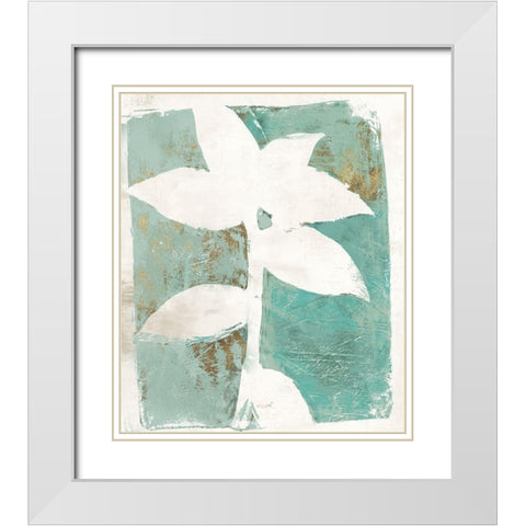 Solitaire Flora Green Version White Modern Wood Framed Art Print with Double Matting by St Hillaire, Elizabeth