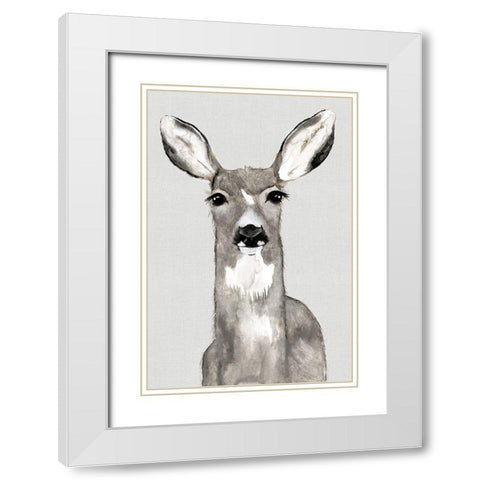 Oh Deer I  White Modern Wood Framed Art Print with Double Matting by Hatfield, Jodi