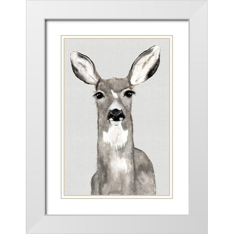 Oh Deer I  White Modern Wood Framed Art Print with Double Matting by Hatfield, Jodi