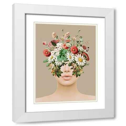 Flower Head  White Modern Wood Framed Art Print with Double Matting by Smith, Karen