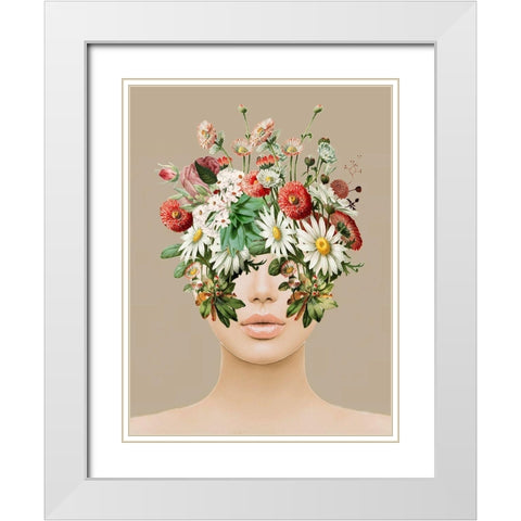 Flower Head  White Modern Wood Framed Art Print with Double Matting by Smith, Karen