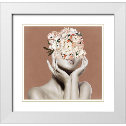 Flower PoseÂ  White Modern Wood Framed Art Print with Double Matting by Smith, Karen