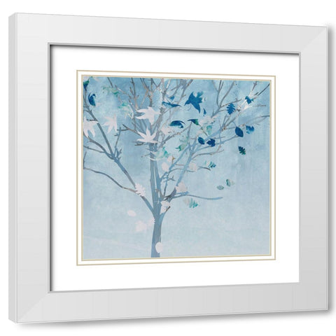 Tree Sprinkles I White Modern Wood Framed Art Print with Double Matting by Smith, Karen