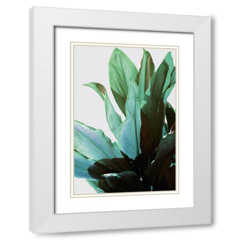 Green Leaves I White Modern Wood Framed Art Print with Double Matting by Bainbridge, Hope