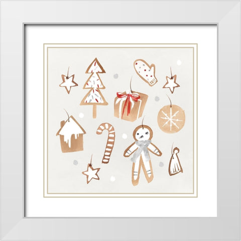 Ginger Bread Cookies I  White Modern Wood Framed Art Print with Double Matting by PI Studio