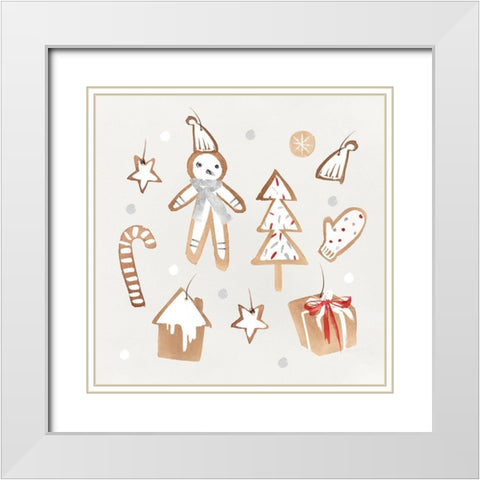 Ginger Bread Cookies II  White Modern Wood Framed Art Print with Double Matting by PI Studio